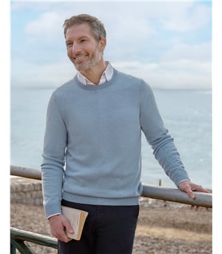 Pull à col rond - Homme - Cachemire & Mérinos