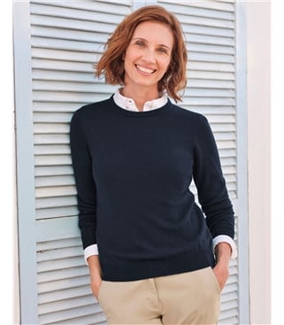 Cashmere and Merino Crew Neck Knitted Sweater