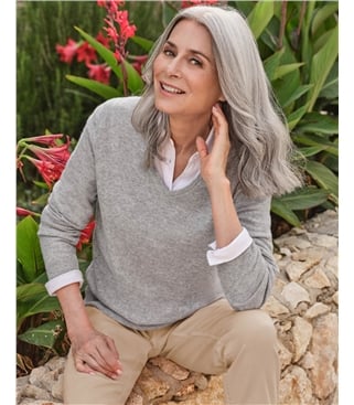 Cashmere & Merino V Neck Knitted Sweater