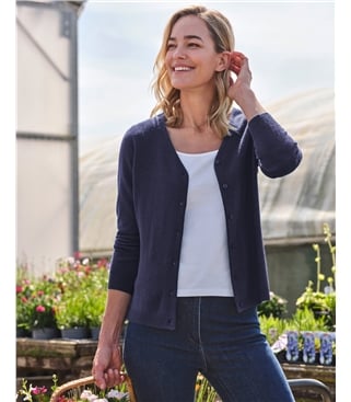 Cashmere Merino Classic V Neck Cardigan