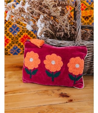Large Velvet Flower Pouch