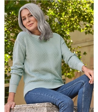 Strukturierter Pullover mit U-Bootausschnitt