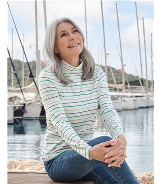 Jersey-Oberteil mit Rollkragen 