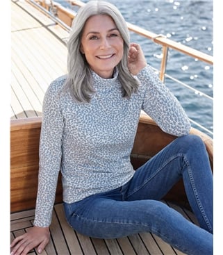 Jersey-Oberteil mit Rollkragen 