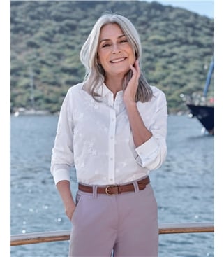 Floral Embroidered Classic Fit Shirt