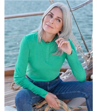 Frill Collar Popper Detail Top