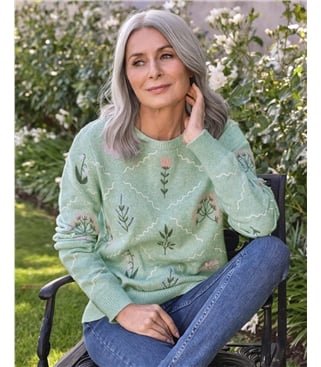 Pull à motif floral en treillis