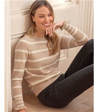 Cashmere Blend Pretty Pointelle Stripe Sweater