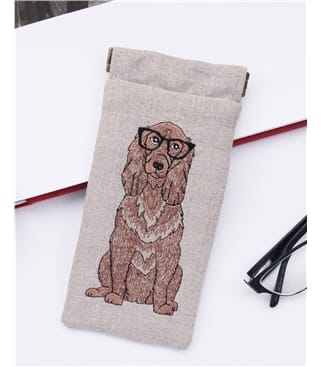 Linen Embroidered Glasses Case