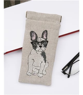 Linen Embroidered Glasses Case