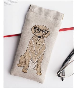 Linen Embroidered Glasses Case