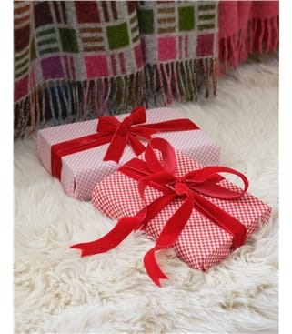 Reusable Gingham Giftwrap With Velvet Ribbon