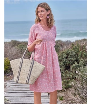 Tunikakleid aus Leinen mit Taschen