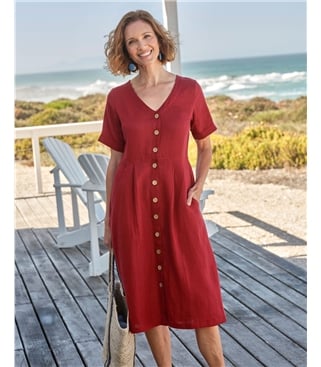 Leinenkleid mit Knopfleiste