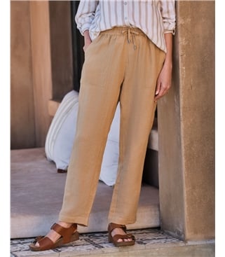 Tapered Leg Linen Trousers