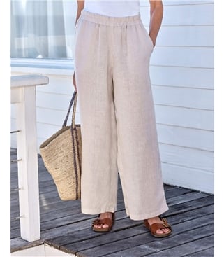 Pantalon large en lin