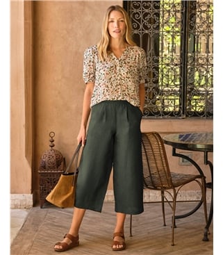 Elastic Back Linen Culottes
