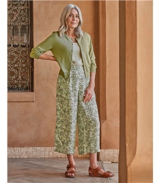 Leinen-Culottes mit elastischem Rückenbund