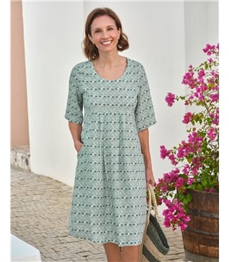 Womens Linen Pocket Tunic Dress