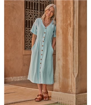 Leinenkleid mit Knopfleiste
