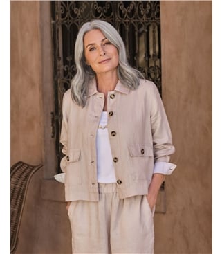 Collared Lightweight Linen Jacket