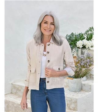 Collared Lightweight Linen Jacket