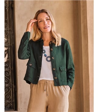 Collared Lightweight Linen Jacket
