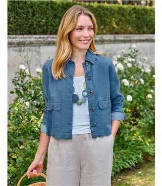Collared Lightweight Linen Jacket