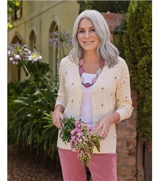Ditsy Floral Pointelle Cardigan