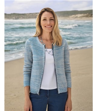 Textured Yarn Zip Cardigan