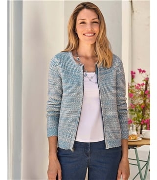 Textured Yarn Zip Cardigan