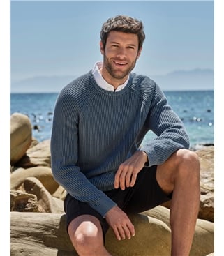 Texturierter Pullover mit Rundhalsausschnitt