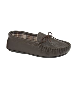 Mens Leather Moccasin Slippers