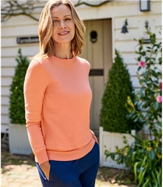 Wool Overs Womens Lambswool Crew Neck Sweater Aquamarine XS