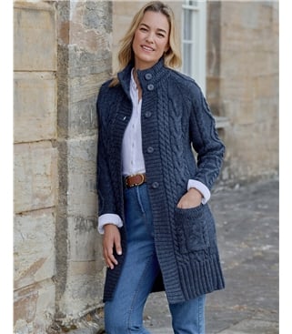 Pure Wool Aran Coatigan
