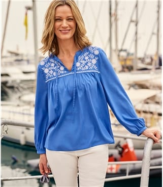 Womens Embroidered Panel Blouse 