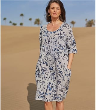 Denim Blue | Womens Pocket Pinafore Dress | WoolOvers UK