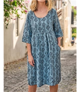 Womens Linen Pocket Tunic Dress