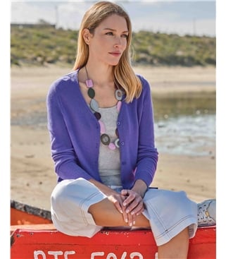 Cashmere Merino Classic V Neck Cardigan