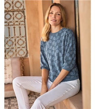 Pullover mit besticktem Blumenmuster