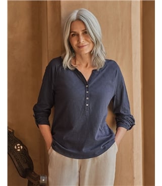 Haut en jersey à manches longues et encolure en V