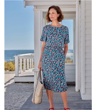 Angel Sleeve Fit And Flare Midi Dress