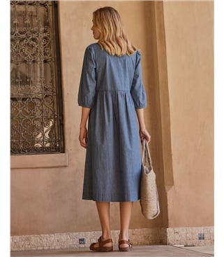 Elasticated Cuff Denim Dress