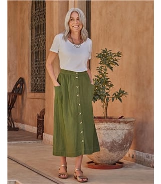 Cheesecloth Button Through Skirt