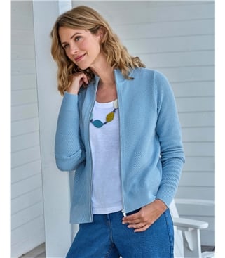 Reißverschlussjacke im Perlmusterstrick