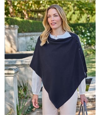 Cashmere Merino Blend Button Poncho