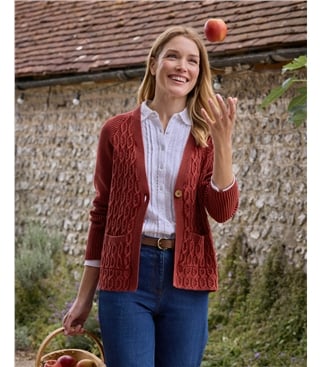 Cable Front Button Cardigan
