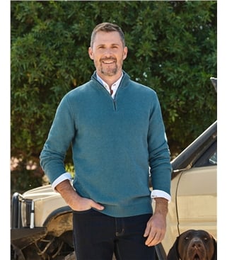 Essential Cotton Zip Neck Jumper