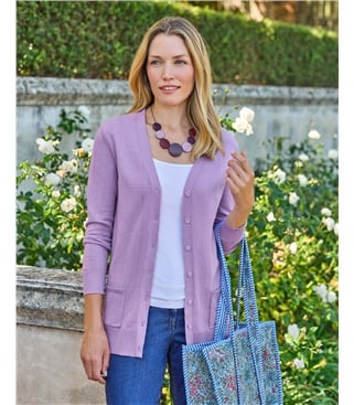 Cardigan long à col en V - Femme