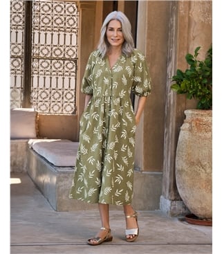 Button Through Notch Neck Dress